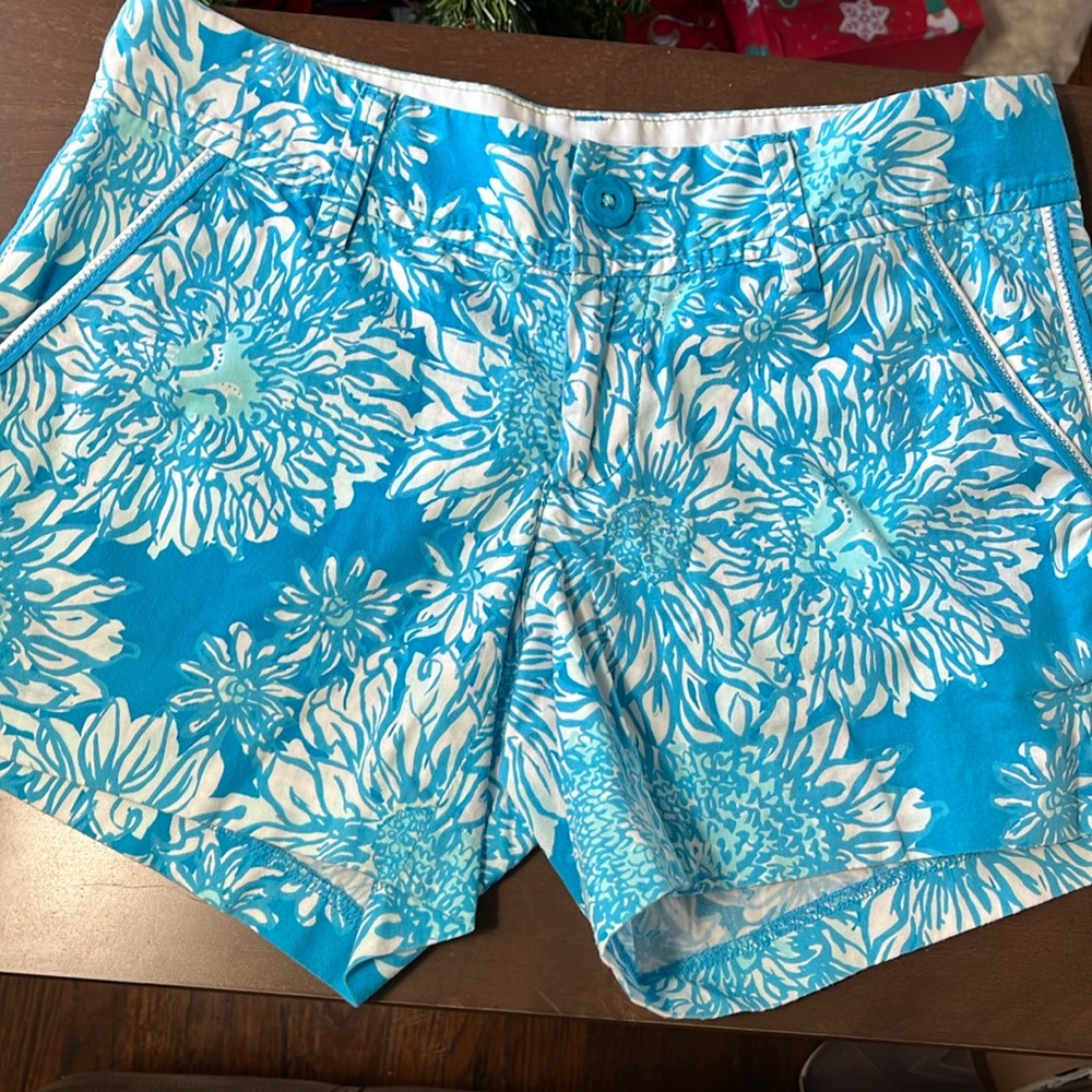 Lily Pulitzer Callahan Short Size 0 Blue Lion Sunflower